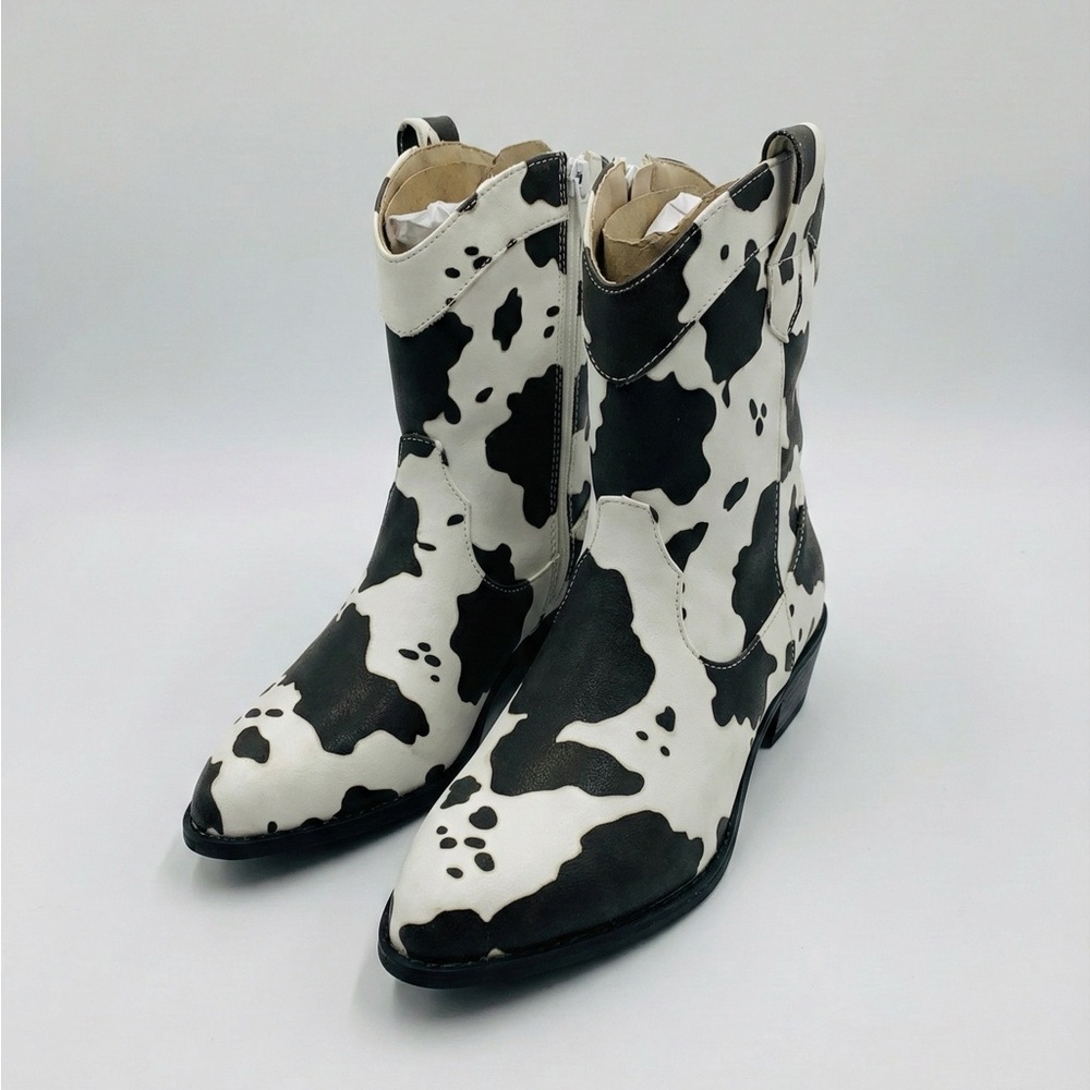 Chic Cow Print Ankle Boots